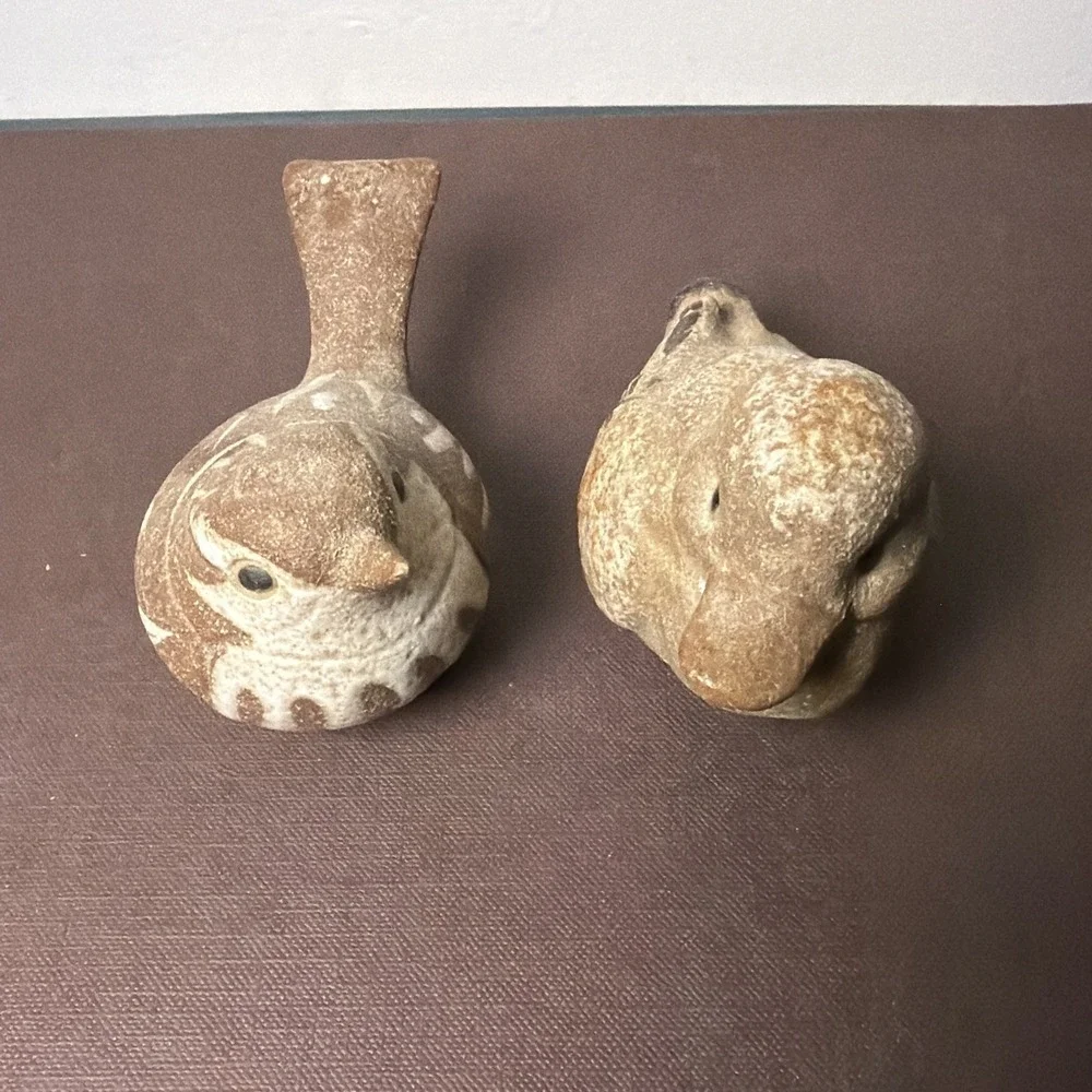 Vintage Stoneware Schmid Brothers Pottery Bird & Duck Figurine Pair Cottagecore